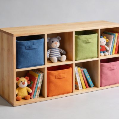 Kids Cubby Bookshelf With Toy Bins